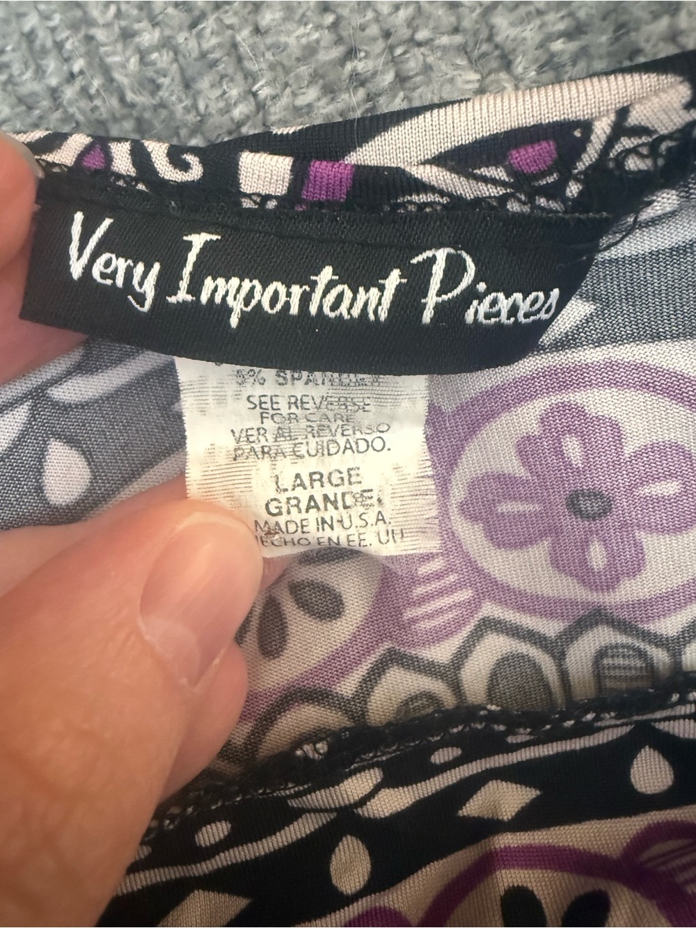 Women’s Purple Patterned Cowl Neck Top - Picture 4 of 4